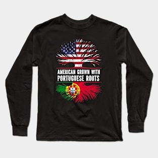 American Grown with Portuguese Roots USA Flag Long Sleeve T-Shirt